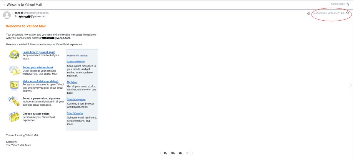 itisravi's tweet photo. #OnThisDay  in 2002, I created a free Yahoo! email account. 20 years later, I still use it as actively as my free Gmail account. 'you are the product' and all that, but feeling nostalgic nevertheless. https://t.co/dSVxilYLq7