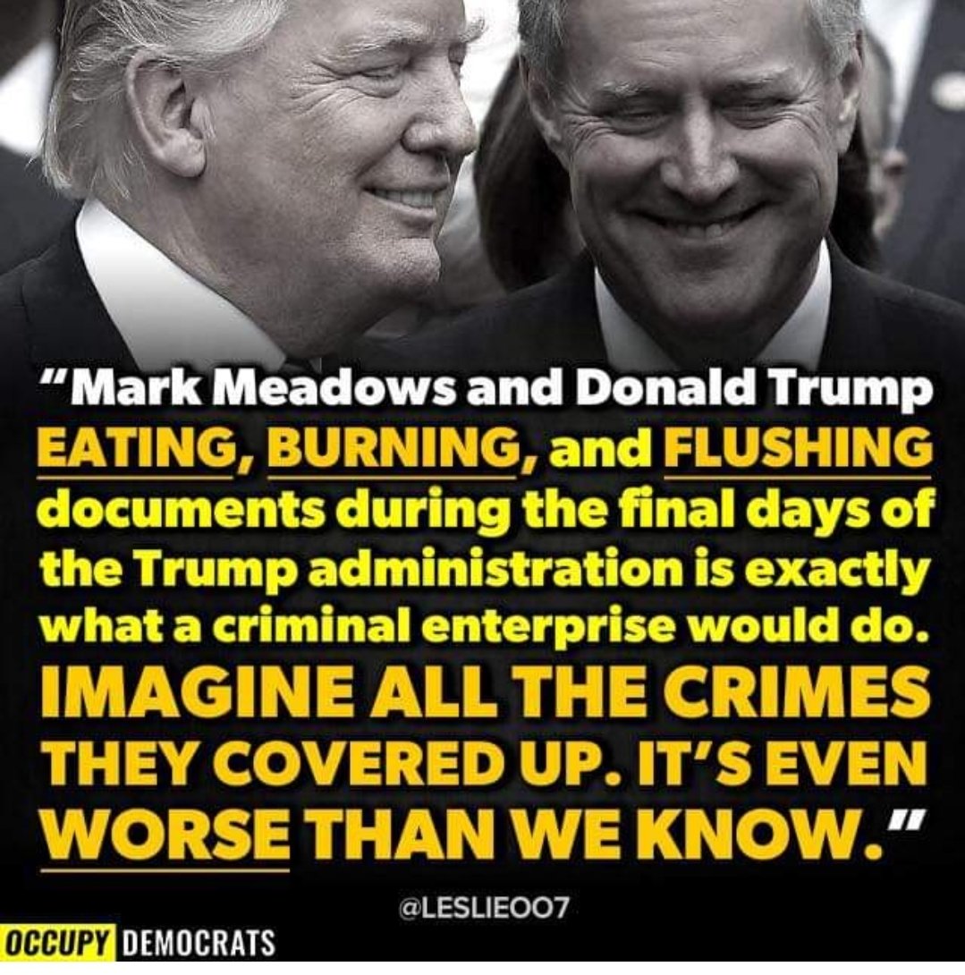 WELCOME TO FRIDAY GET TOGETHER

LET'S KEEP FIGHTING FOR OUR DEMOCRACY 🇺🇸

💥LIKE
💥RETWEET
🔊 COMMENT &amp; SHARE IDEAS

INVESTIGATE &amp; PROSECUTE TRUMP
INVESTIGATE &amp; PROSECUTE MEADOWS
INVESTIGATE &amp; PROSECUTE ANY GULITY PARTIES OF THIS CRIMINAL ADMIN

#Unbreakable
#StrongerTogether