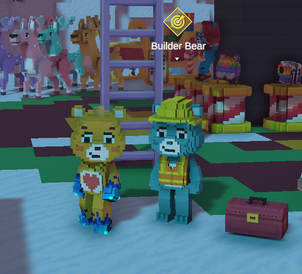 LoganCryptonian's tweet photo. @TheSandboxGame @carebears I found a @carebears blue construction worker in Merry Beary Winterfest! 👷🐻 #SeasonsGreetingsTSB 

Thats me and my friend :P https://t.co/0To7hDVw2a