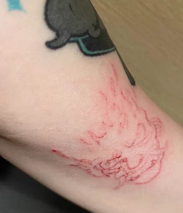 It's a tattoo that doesn't Pierce the paint, makes it look like a knife cut, and wears off after a whilewhich I think is pretty fit for Samurai 