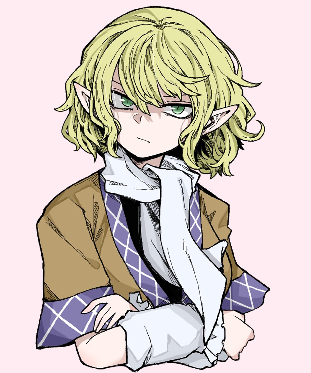 mizuhashi parsee 1girl solo pointy ears blonde hair green eyes scarf white scarf  illustration images