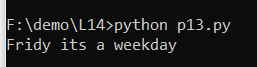 BhaktiAher6's tweet photo. Day 10 of #30DaysOfCode
✅Program for :
✔To generate 4 digit OTP
✔To print the current day and print if its week day or week end
✔To display the  time in 12 hour format

#30daysofcode #100daysofcode #python #30daysofcodechallenge https://t.co/7s3S4wEIhp