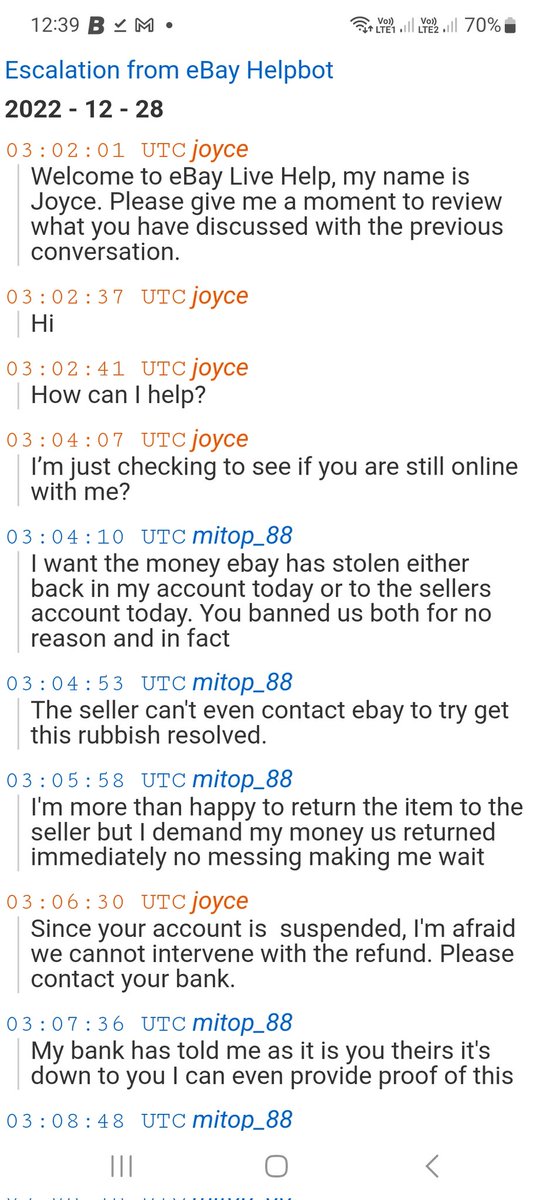 micktopley's tweet image. #ebayuk #BBC #financialombudsman 

Ebays folks money. I brought a xbox on there. EBay originally said they will pay me after the 26th I will receive it. Once my buyer is happy with the purchase but once talking as though we had broke their terms. Anyway screen.shots.