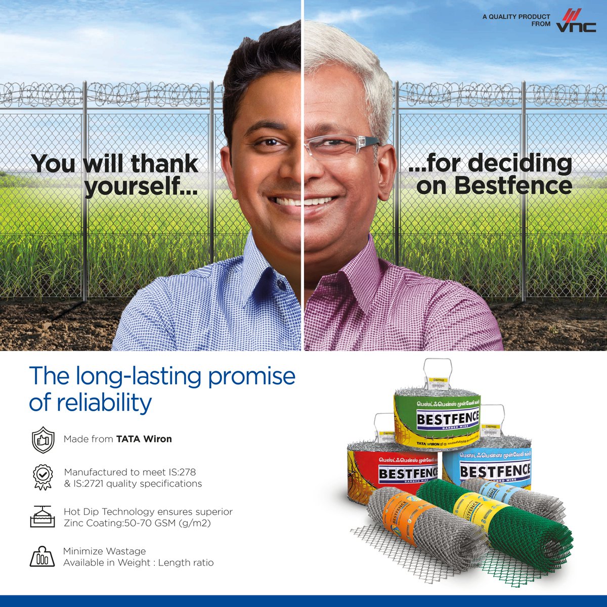vncgroup's tweet image. Times change. But some things can outlast even the vagaries of time. Bestfence is a reliable fencing option that is engineered from high grade TATA Wiron Gl wire. Its superior rust-resistance makes it a good choice for those looking for a long-lasting fence. #Bestfence #VNCgroup