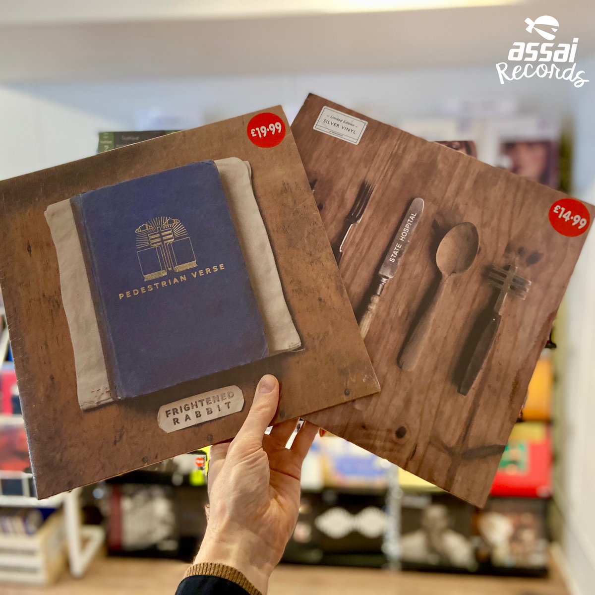 Assai_UK's tweet photo. FRIGHTENED RABBIT VINYL OFFERS!
These two ace @FRabbits releases are currently in our Boxing Day Clearance!
#PedestrianVerse is one of the best Scottish albums ever, and is currently £19.99
With #StateHospital at £14.99
In store and at https://t.co/rBCQsSulgT 🥰
#Frabbits https://t.co/7VIOjkCngx