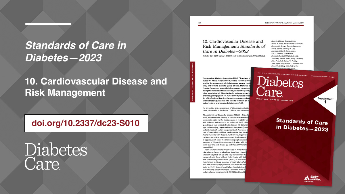 ADA_Pubs's tweet photo. 📚Standards of Care in Diabetes—2023

🔍Access Section 10 (free):
Cardiovascular Disease and Risk Management
👀https://t.co/HhO8hl4mVb

#diabetes #standardsofcare #soc2023 

@DiabetesCareADA @ADA_DiabetesPro @AmDiabetesAssn https://t.co/k593AIWBOe