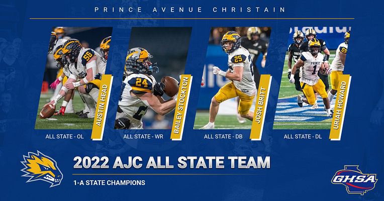 pacsfootball1's tweet photo. More wolverines getting recognized for their unforgettable season!

Congratulations @Austin_Head77 @BaileyStockton_ @joshbritt25 &amp; @HowardUriah for earning All State selections by @ajc 

#RIB3 #PrinceFB https://t.co/7I5qfu7jMm