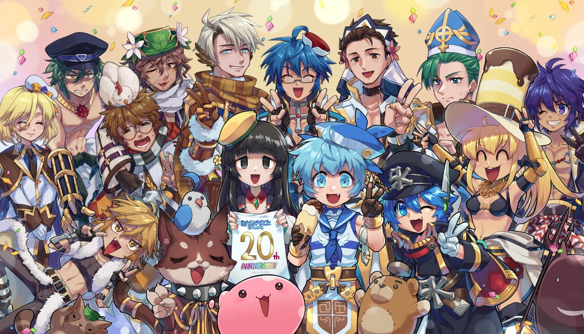 hel_d_granzell's tweet photo. RO20年分の愛で投稿したかったけど全然間に合いませんでしたねェ!!ラグナロクオンライン２０周年おめでと～!!メインキャラスロ全員描いたよ。好みがわかりやすすぎて色と職の偏りがスゲーな!!!!
なんやかんやずっと遊ばしてもろてます。来年もよろしく頼むぜ（kiss…　#ラグナロクオンライン #RO #JRO https://t.co/oOh6CoWdjI
