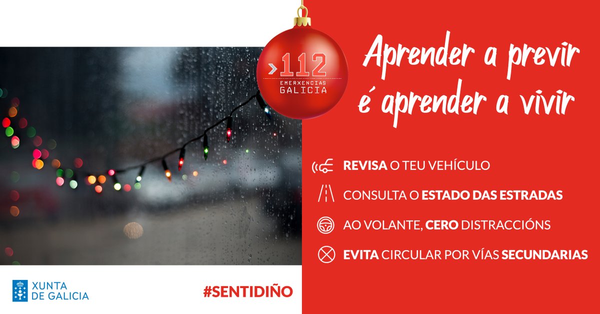 112Galicia's tweet photo. 📢⚠️
A Dirección Xeral de Emerxencias e Interior da @Xunta fai un chamamento á responsabilidade da cidadanía, ante a fronte que se deixará sentir a partir de mañá con ventos fortes e choivas intensas, ao ser datas nas que os desprazamentos, reunións e actividades se multiplican. https://t.co/jKq89UeXow