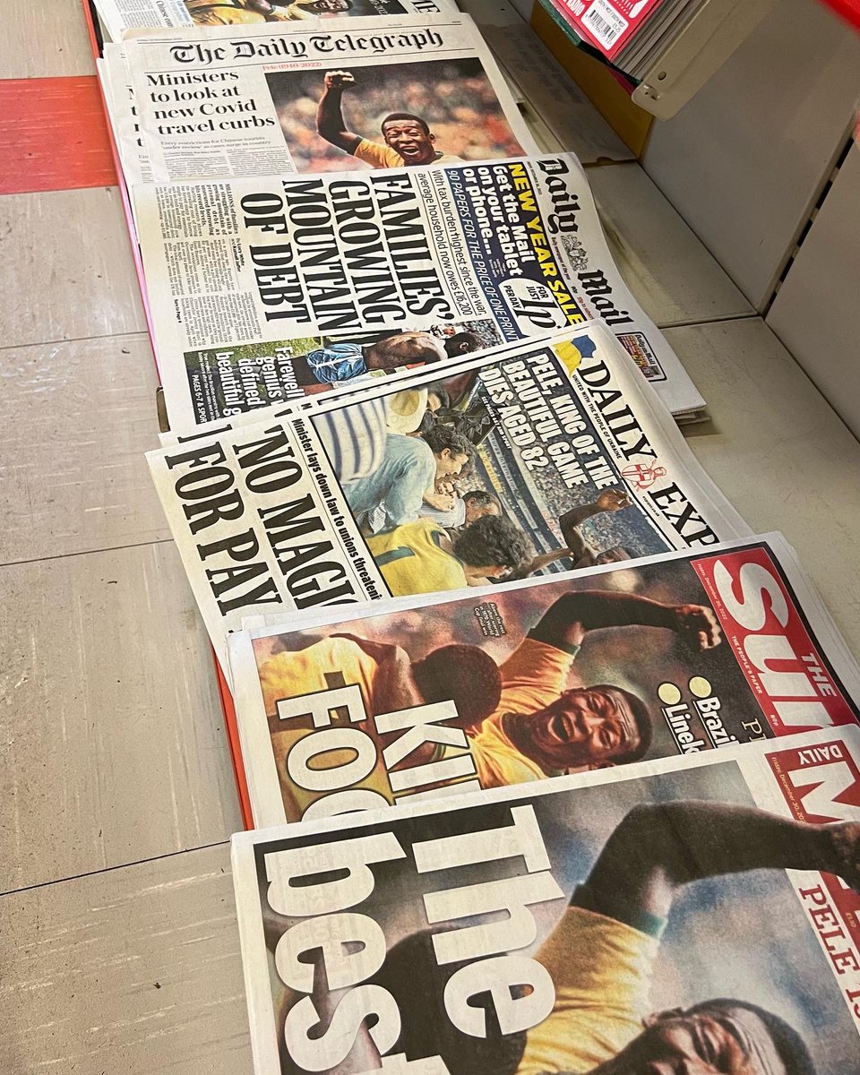 Dominating the news, even here at the local village shop deep in rural England: the UK salutes a Brazilian legend #pele 🇧🇷 Despite the sad news, I wish all members of the #stpaulsschoolsp community across the world a Happy New Year and the very best for 2023!