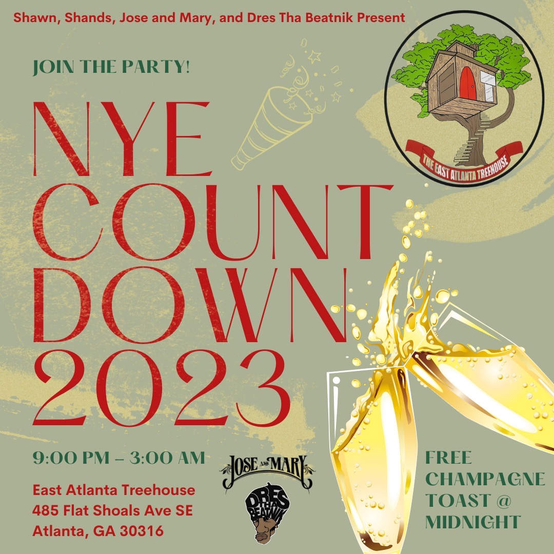 EATreehouse's tweet photo. TREEHOUSE ALERT - No #NYE23 Plans? No Problem!! Your Friends and Family at the @EATreehouse are open for NYE!! Come Ring in the New Year with Us!! 

Brought to you by @Koolass_Shawn x @1KingShands x @JoseAndMary x @DRESthaBEATnik!!

SOUNDS by: Jose and Mary
DOORS &amp; COVER: 10 https://t.co/cppKes9q57