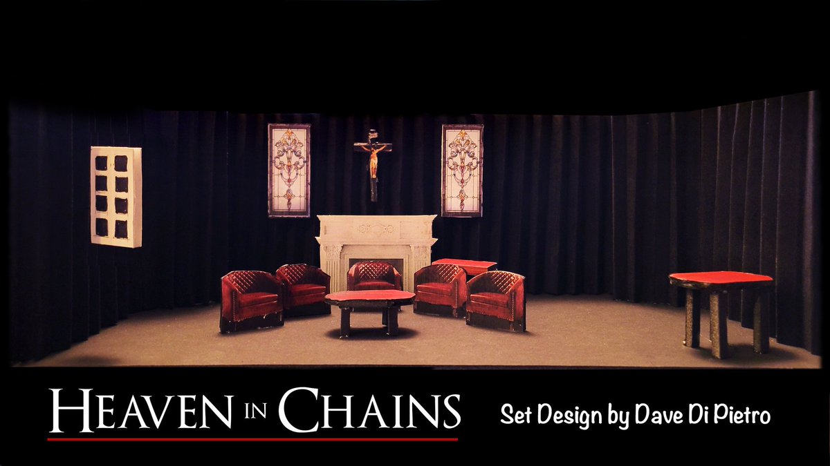 Miniature set design for our upcoming play, Heaven in Chains, premiering in March at the Conyers Rockdale Council for the Arts Black Box Theater  in Olde Town Conyers,  Georgia.