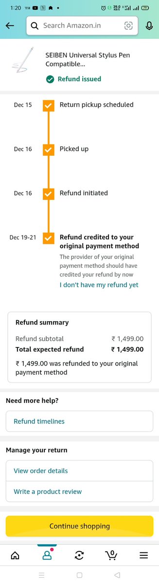 LingarajMahakud's tweet image. @amazonIN @AmazonHelp #amazonfruad this is my order id 402-4791860-2557958 and it was defective so i return it and you pick up from me and you refund deadline was 21 Dec but i haven't received my money yet. Your costumer care executive said to me we are not help you.