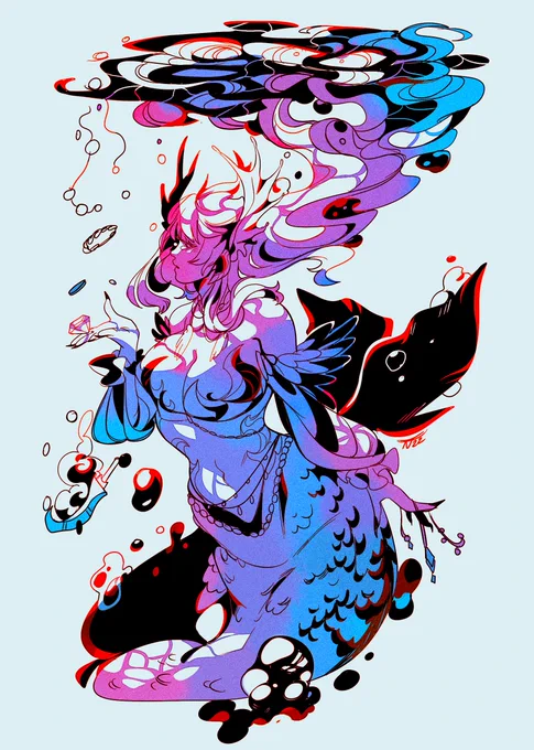 Kofi for ! Their mermaid OC! I had such a blast with this theme 