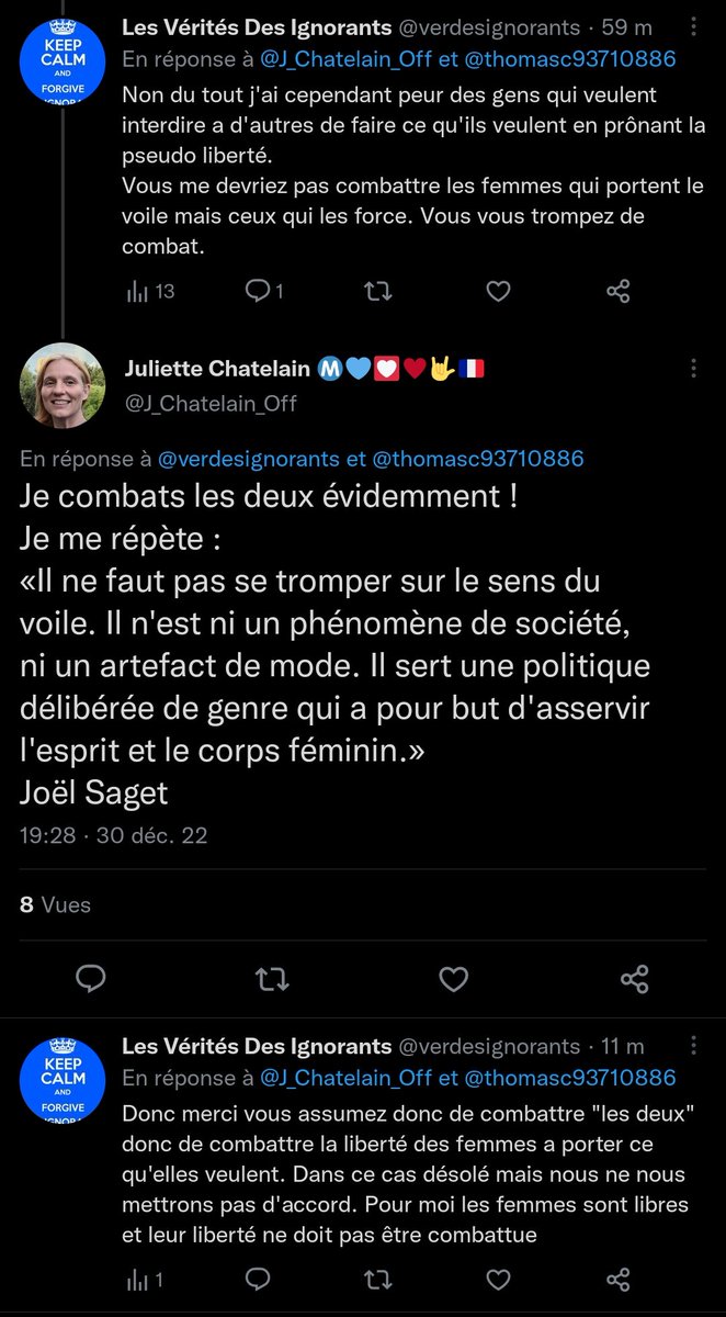 Rappel aux ignorants: <a href="/J_Chatelain_Off/">Juliette Chatelain 🇫🇷</a> admet quelle combat les femmes qui portent ce qu'elles souhaitent. Les responsables RN ne se cachent même plus.