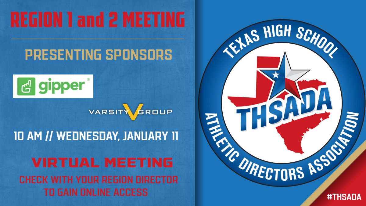 THSADA on Twitter "Our next meeting for Region 1 and 2 is ahead on