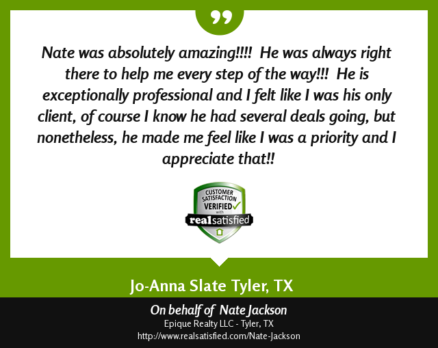 I’m truly honored to have helped this client.  realsatisfied.com/Nate-Jackson via <a href="/realsatisfied/">RealSatisfied</a>