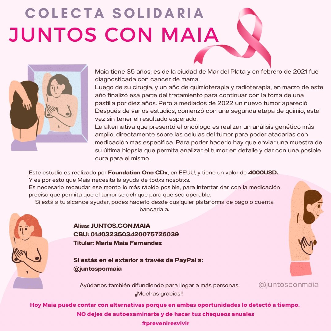 holasoyaguito's tweet photo. Hola Twitter, confío en tu magia.

Estamos juntando plata para una amiga que tiene cáncer de mama y necesita hacerse un estudio específico en EE.UU para seguir con su tratamiento.

Sabemos que con la ayuda de todos lo vamos a lograr 💕

#juntosconMaia
Ig: @juntosconmaia https://t.co/FMsx4eyiTP
