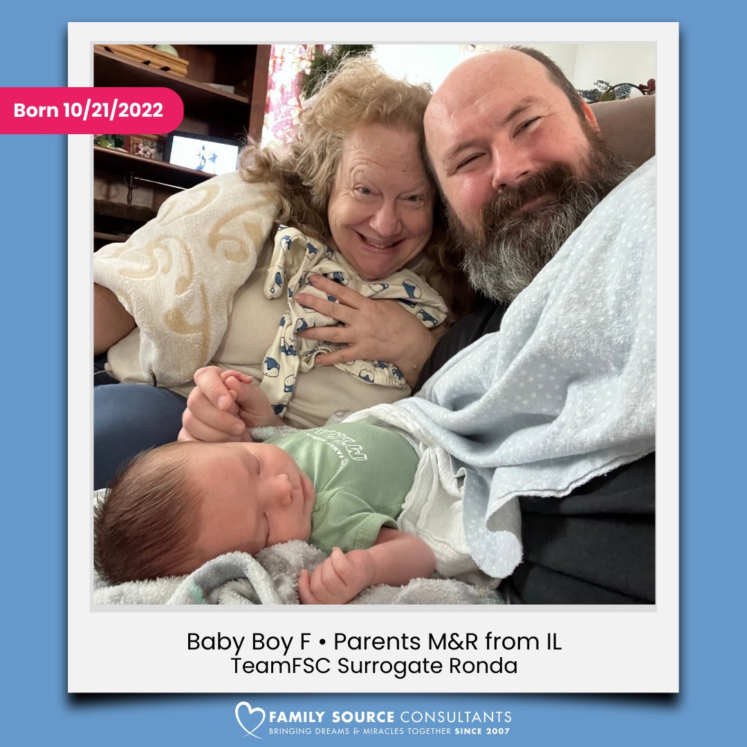 family_source's tweet photo. We absolutely love getting pictures from our families! Parents M&amp;R welcomed their sweet Baby Boy F to the world on October 21, 2022. He was carried by our very own #TeamFSC #Surrogate, Ronda. 🤗

We are so lucky they are a forever member of our FSC family!

#BuildingFamilies https://t.co/1A1WWgsdZc