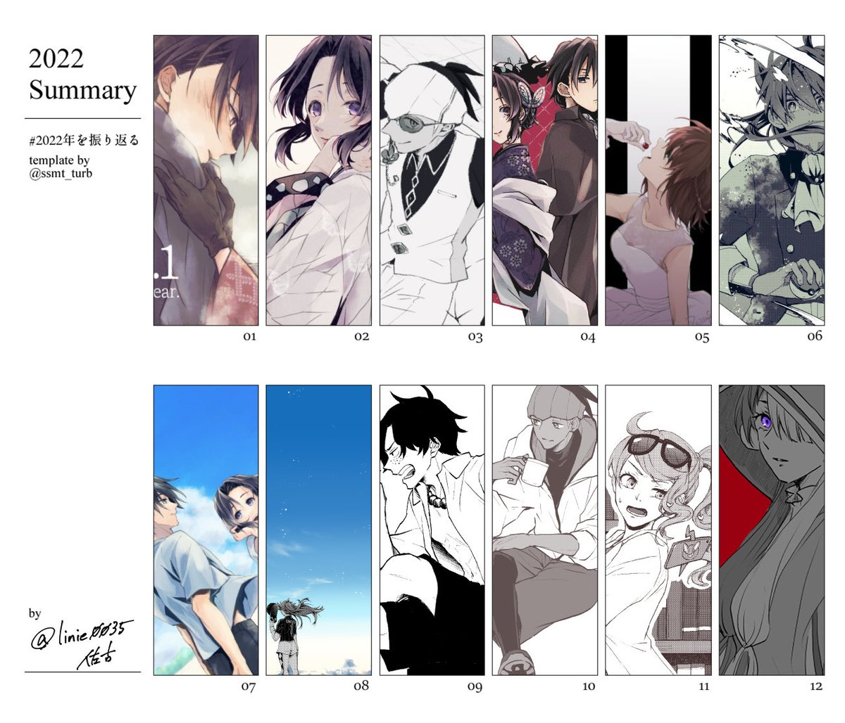 テンプレートお借りしました。
今年分振り返り。来年はもっとたくさんお絵描きしたいなあ! 