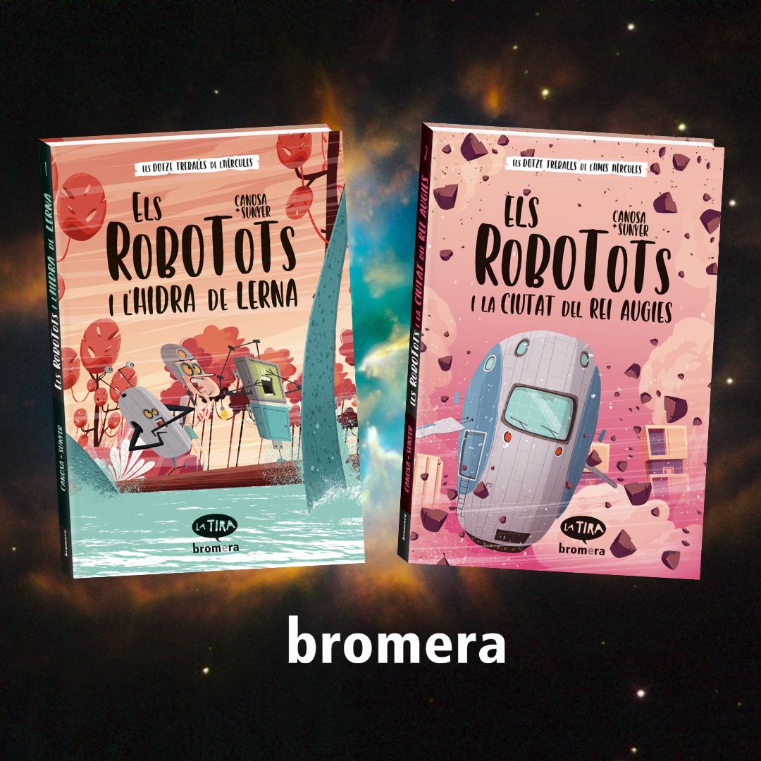 bromera's tweet image. Encara no coneixes els dos primers llibres dels #Robotots? 🤔 Busques una bona dosi de lectura i humor per als joves de la casa? 

Els Robotots i l&apos;Hidra de Lerna 🔗my.mtr.cool/chpcnecald
Els Robotots i la ciutat del rei Augies🔗my.mtr.cool/utffxgffnf

@OriolCanosa #JordiSunyer
