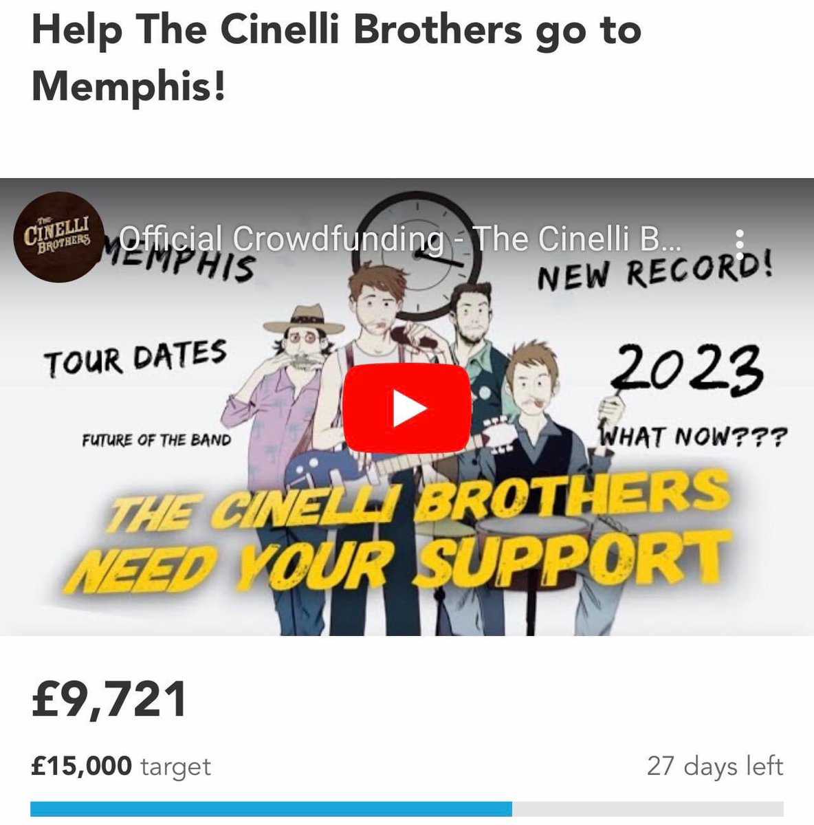 🚨***LAST DEED OF 2022!*** We need less than £300 to get to £10,000 That would the most glorious way to start the new year. If 30 people donated a tenner each, it’s done! SPREAD THE WORD and help out your friendly neighborhood Blues band!