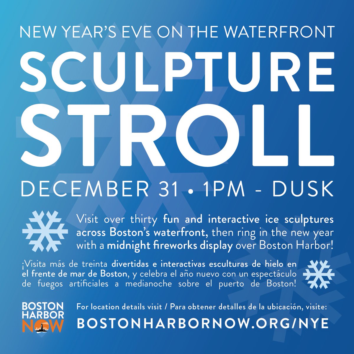 TrusteesBoston's tweet photo. Just one day until the 10th annual Ice Sculpture Stroll and New Year's Eve Fireworks! Stroll down the waterfront of winter magic tomorrow starting at 1PM.
 
To learn more visit: https://t.co/mAxk2kN30m 
#BostonHarborNYE #BundleUpBoston #OneWaterfront #TheTrustees #EastBoston https://t.co/QFhosBCcFS
