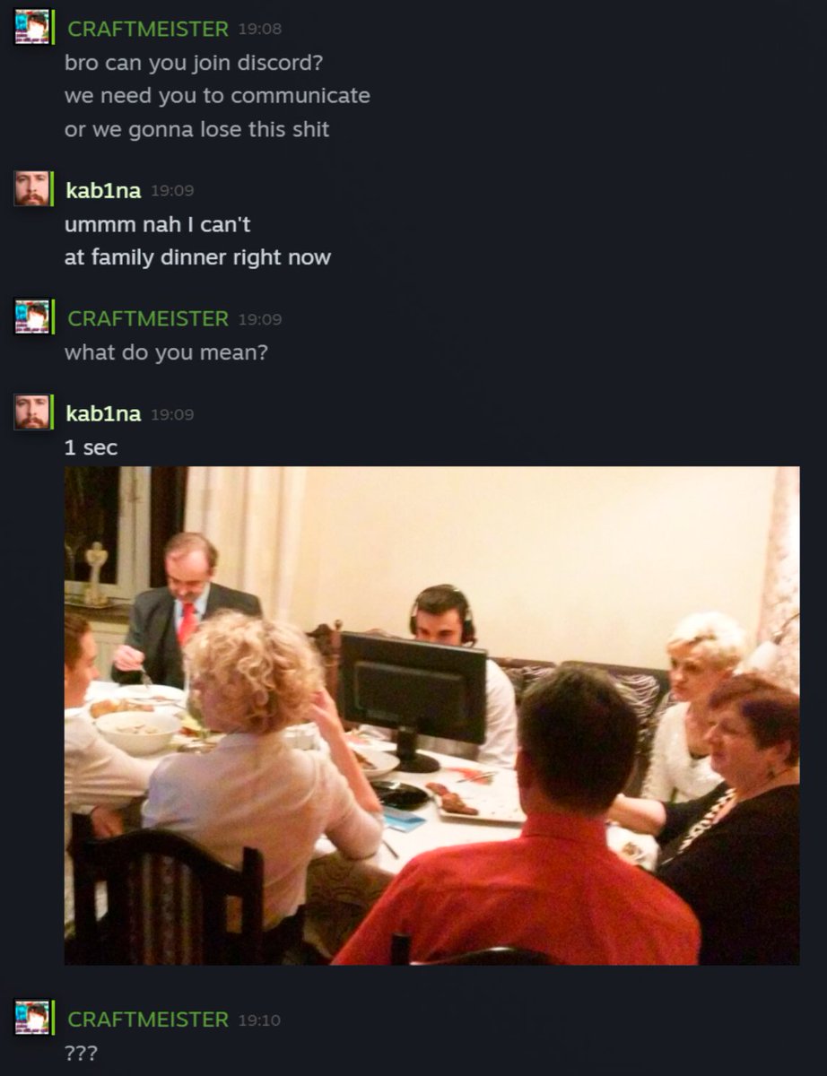 My teammate is playing CSGO from the dinner table??