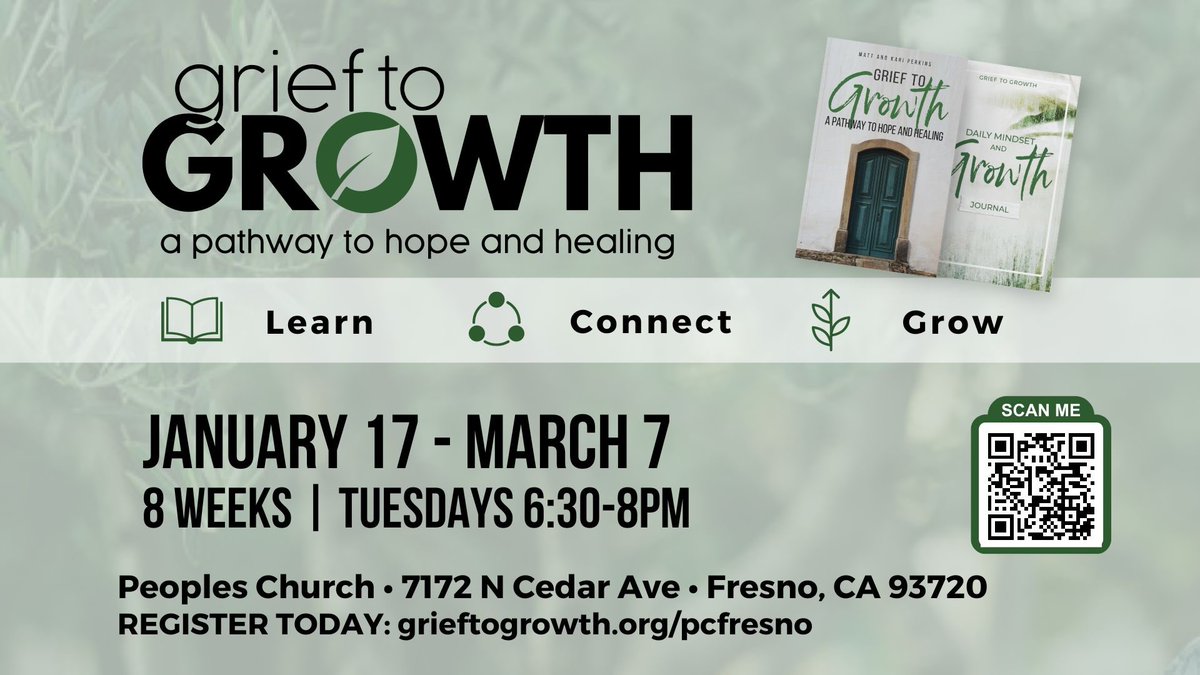 #Grief is a difficult journey, but you can take the first step towards healing with Grief to Growth. Get support & guidance in this 8-week program: grieftogrowth.org/pcfresno #grievingtogether #support