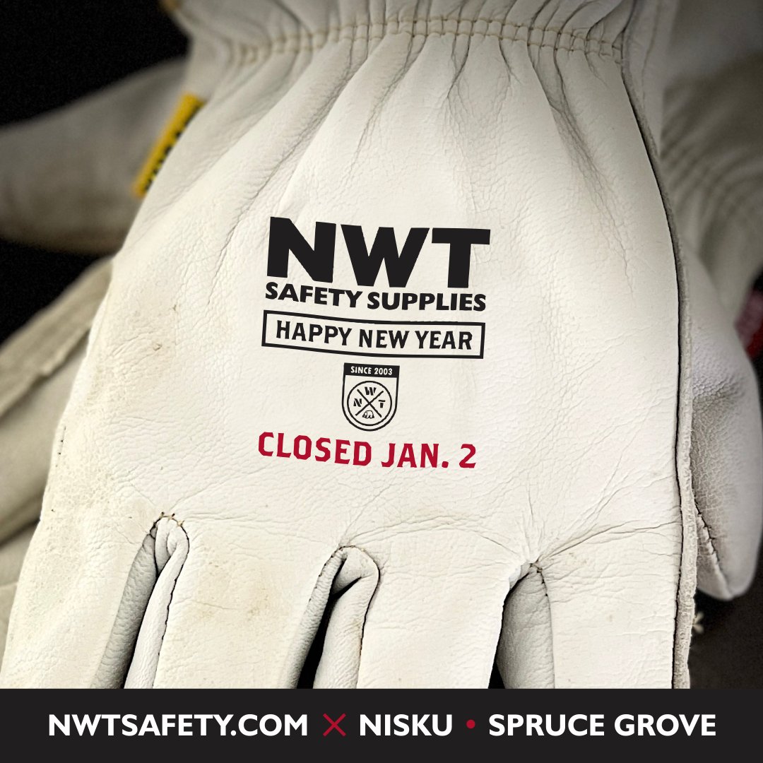 NWTSafety's tweet photo. Happy New Year! Stay safe as we get ready to keep you safe in 2023. #Nisku #SpruceGrove #SafetySupplies #HappyNewYear2023 https://t.co/F1mul9aVsb