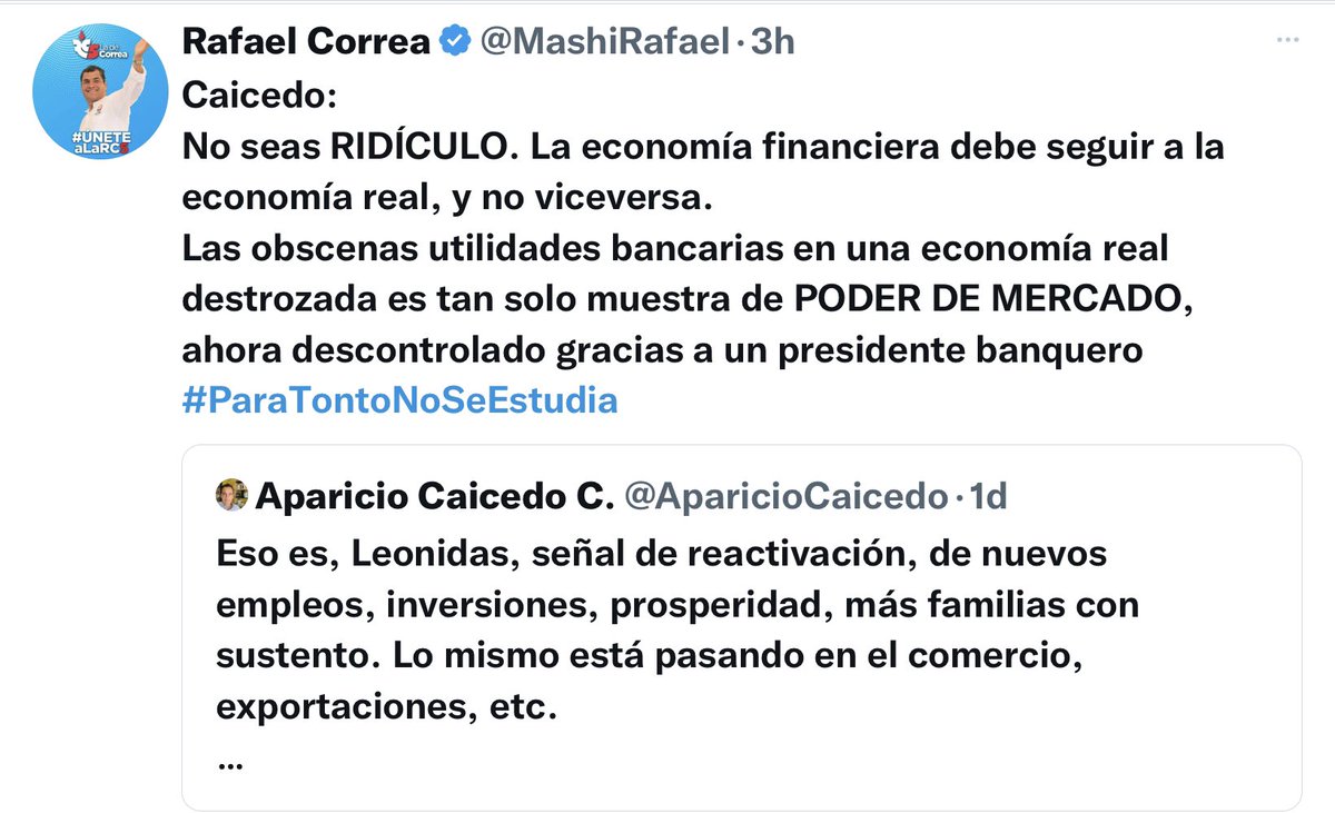 Elenterradorec's tweet photo. Y el HPD @mashirafael no pudo ponerle a nuestro país el último clavo del ataúd, que era desdolarizar.
Y gracias eso Ecuador aun tiene esperanza de salir adelante.
Desde México donde está escondido, está enfermo porque los BANCOS NO QUEBRARON.
ese es el monstruo que eligieron. https://t.co/wQan0exhi4