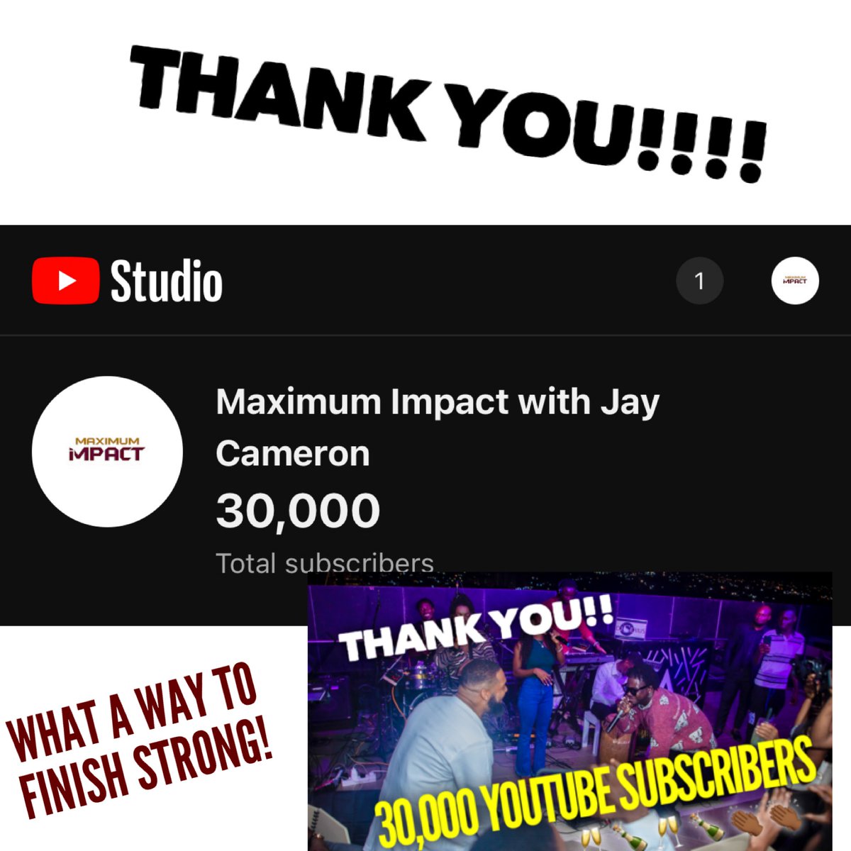 jaycameron1's tweet photo. Thanks again!!!! 30,000 YouTube subscribers 💪🏾💪🏾. If you haven’t subscribed already, just type Jay Cameron and YouTube and Maximum Impact with Jay Cameron will come up! Subscribe - Like - Share today https://t.co/Y4zJbn6DpU https://t.co/GvJ2zMu5Rz