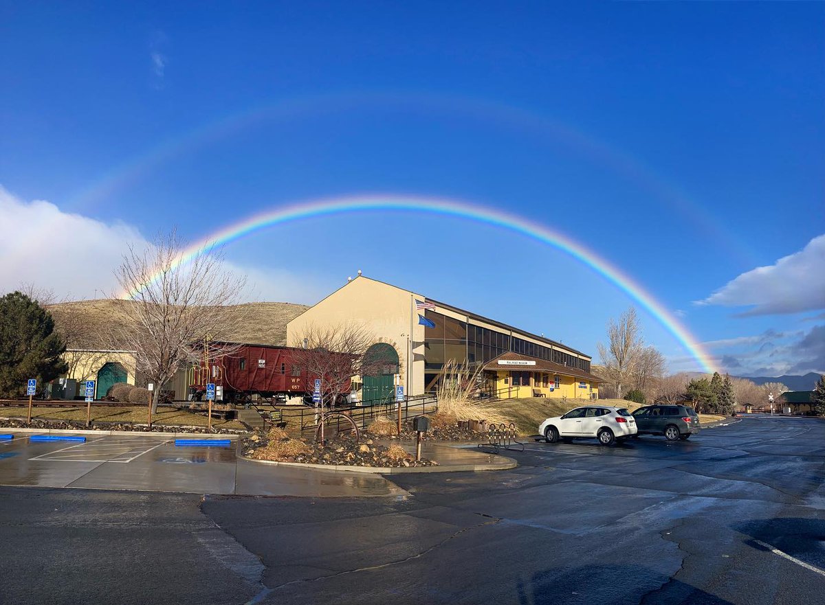 The rain doesn’t stop us here at #nsrmcc !! 🌈☀️
We’ll be closed Sunday the 1st, but we’ll be open the following Monday the 2nd! 
#familytime #railroad #nevadamuseums #rainyday #museum #nvhistory