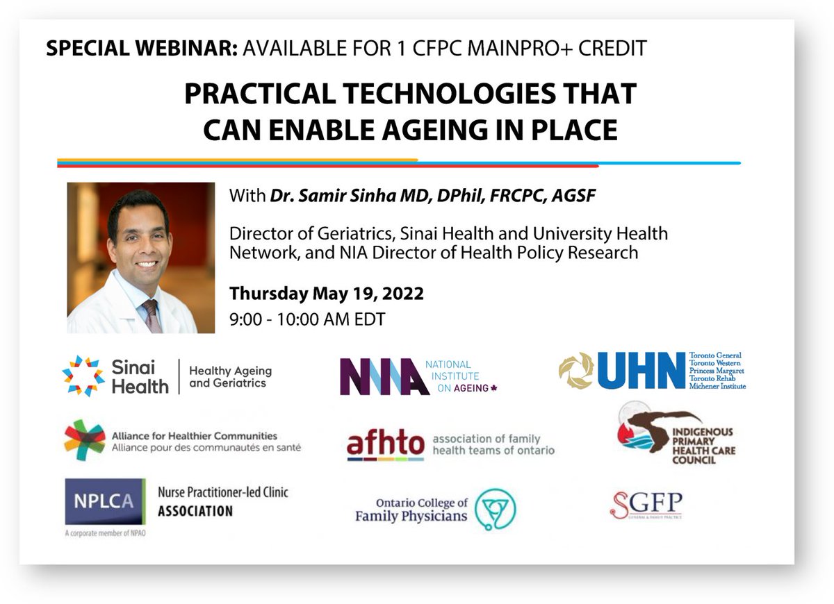NIAgeing's tweet photo. #DYK 1 in 3 older Canadians fall each year, and 50% of falls occur at home?
Watch the webinar presented by Dr. Samir Sinha that explores the role #HCPs can play in preventing falls, and what technology is available to gain 1 CFPC #Mainpro+® credit. #CME
https://t.co/fVeSpwuguH https://t.co/ZJ3tcQFnr1