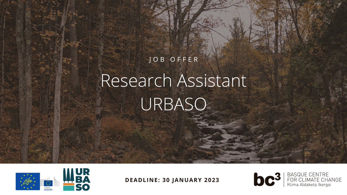 BC3Research's tweet photo. 📣 #BC3JobOffer | We are offering a #jobposition to help the URBASO team on their project related to forest-based solutions for surface drinking water protection, biodiversity, bioeconomy and climate resilience! 

📅Deadline: 30 January, 2023

👉Apply NOW: https://t.co/elcpWr3h5V https://t.co/84fUtrTUtY