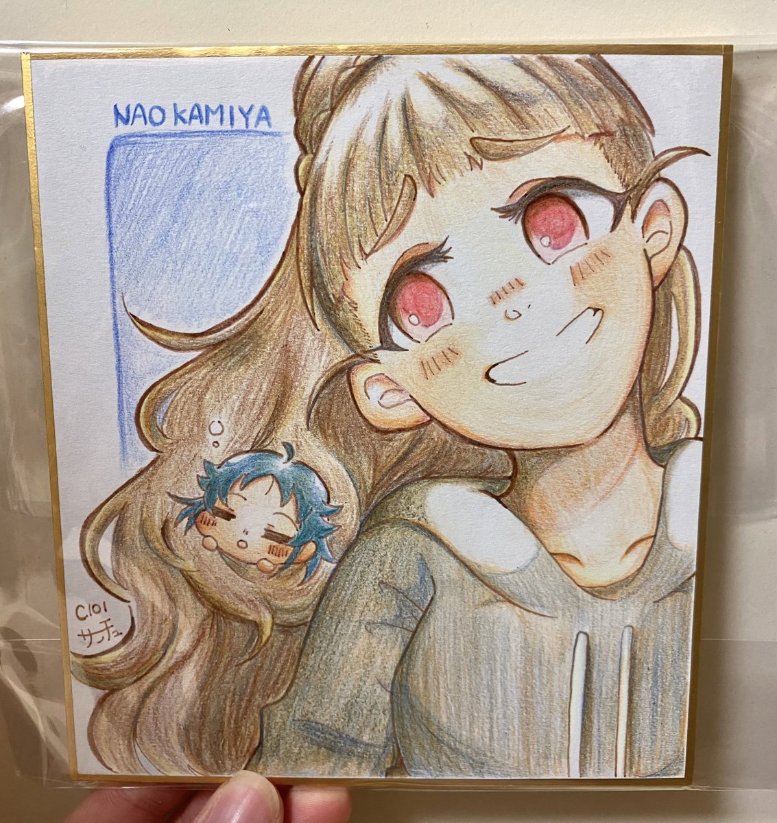 「色紙はこんな感じです!! 」|サンチュのイラスト