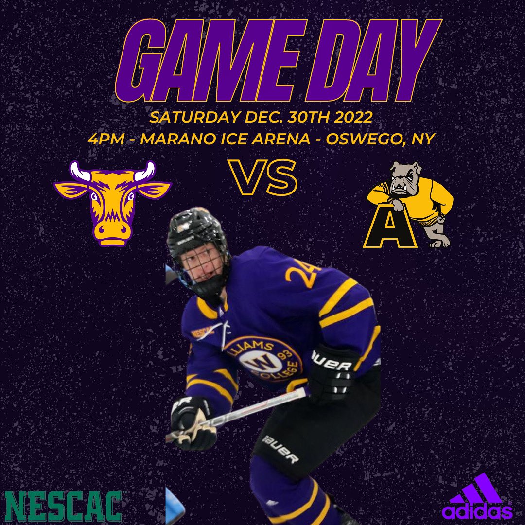 WilliamsMHockey's tweet photo. GAME DAY!! The boys kick off the second half of the season with a non-conference match up against #3 @ACbulldoghockey at the @OswegoMHockey Pathfinder NYE Tournament. Puck drop at 4pm! Follow live here - https://t.co/XRLj93OmH8 #GoEphs https://t.co/v6bpYubmK9