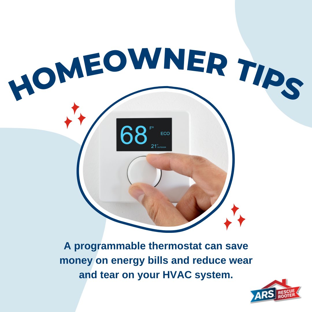 HOMEOWNER TIP: Looking to save on energy bills? A programmable thermostat can help! 💰 

#ARSRescueRooter #HomeownerTips #HVAC #Plumbing #Electrical