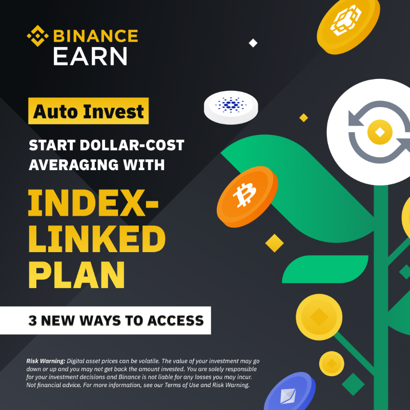 binance's tweet photo. The #Binance CMC Top 10 Equal-Weighted Index tracks the performance of the top 10 digital assets by market cap. 

Through the Auto-Invest Index-Linked Plan, you can automate the purchase of these cryptos from the Index!

Here are 3 ways you can get started ⤵️