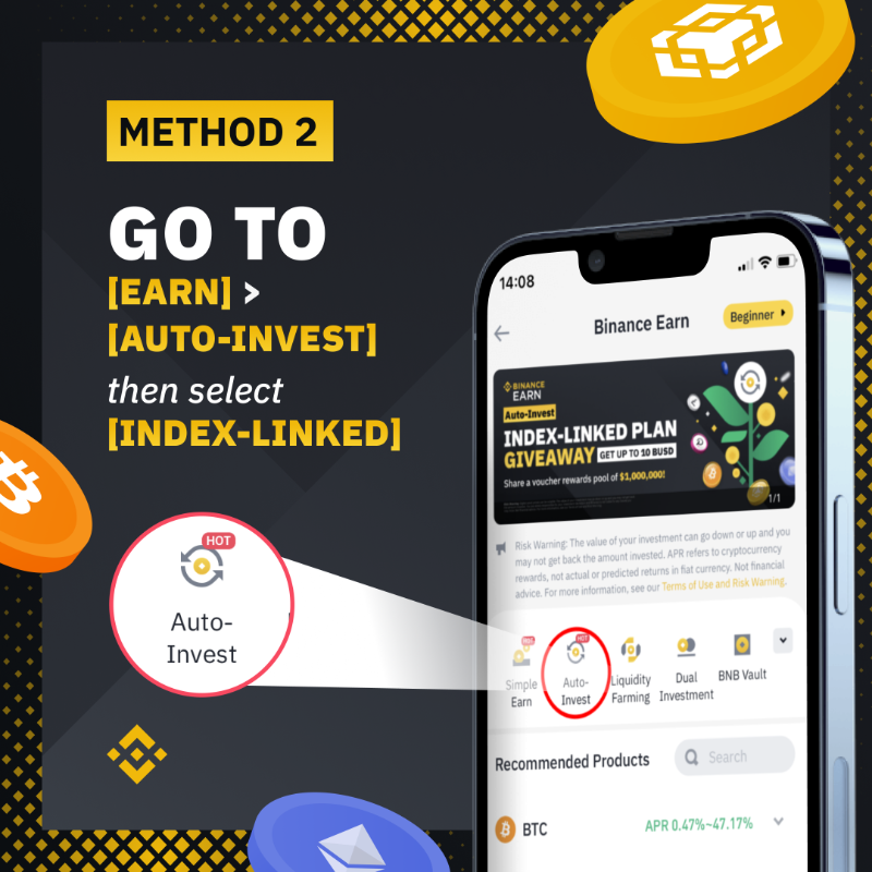 binance's tweet photo. The #Binance CMC Top 10 Equal-Weighted Index tracks the performance of the top 10 digital assets by market cap. 

Through the Auto-Invest Index-Linked Plan, you can automate the purchase of these cryptos from the Index!

Here are 3 ways you can get started ⤵️