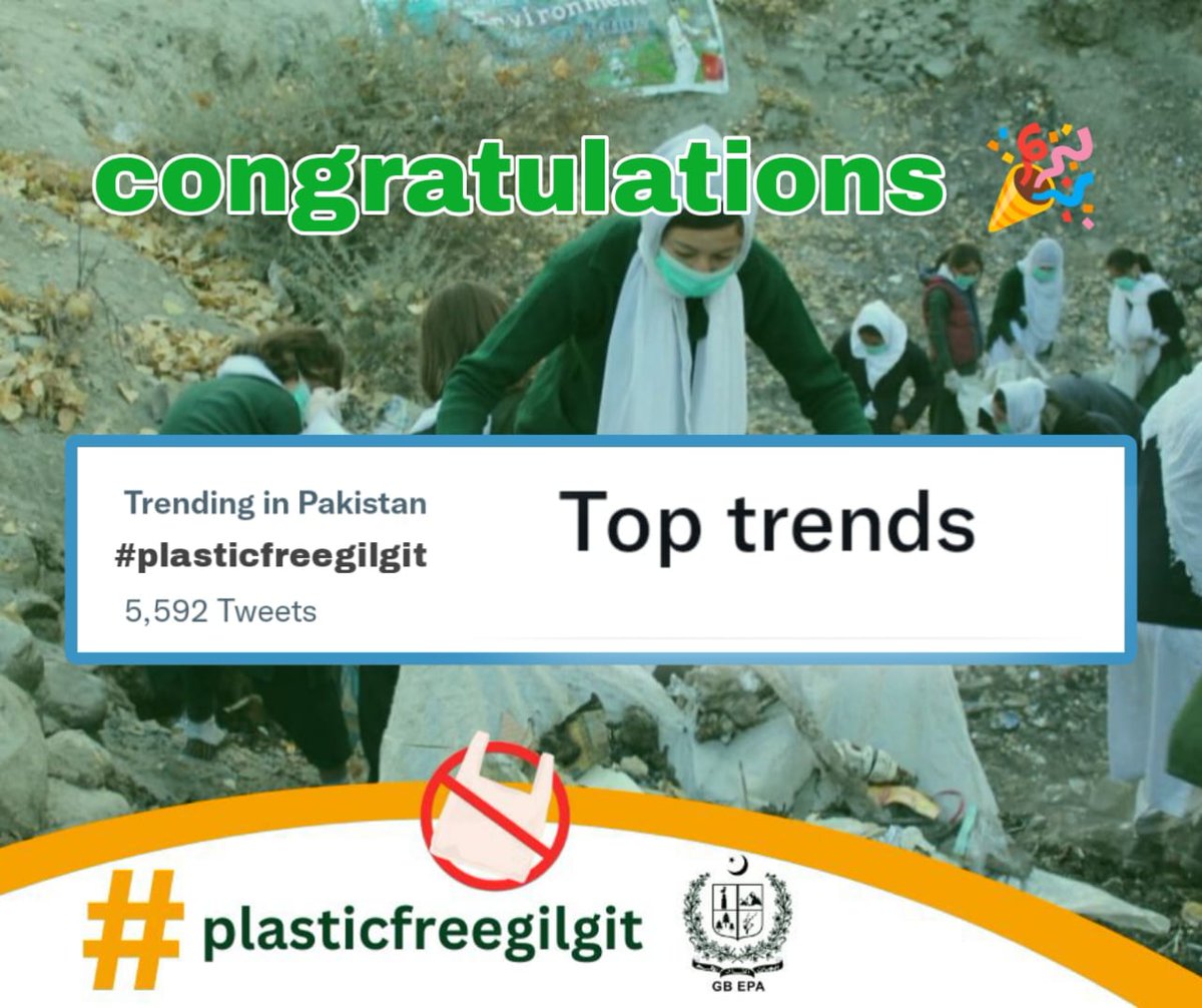 PlasticFreeGLT's tweet photo. Congratulations 🎉🎉🎉
#plasticfreegilgit
@AbdulKhalidPTI @csgbpk @jamalidmg @Voice_OFGB @Official_SYP @DCAstoreGB @NaveedDCGilgit @GB_EPA https://t.co/wjW0Wpmp7y