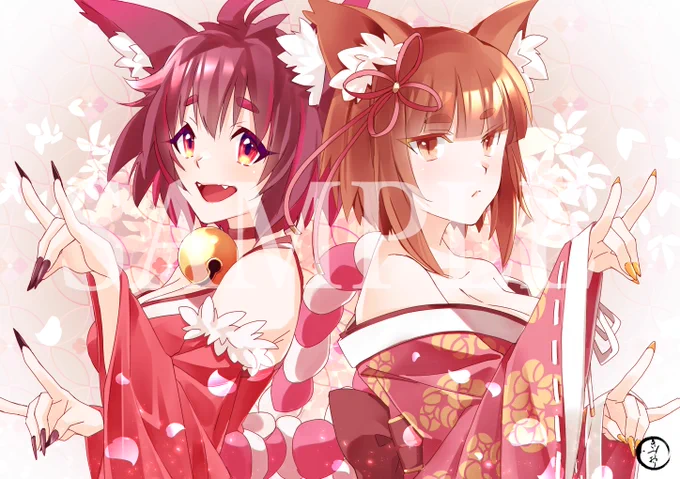 #Skeb #Commission #有償依頼 skebリクエスト50【完成】 OC狐娘(カンナ様、近衛様)  ラフの投稿を忘れていましたが完成しております!Skebの記念すべき50作品目はオリジナルゲームのキャラクター様です  どうぞお受取り下さいませ