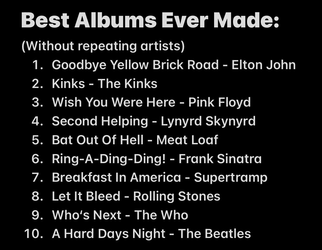 Gum8all_tv's tweet photo. @RockNRoLL_85 Made a list with my 10 favorite albums where no artist repeats itself. So it would be Wish You Were Here https://t.co/LzzkXRtubR