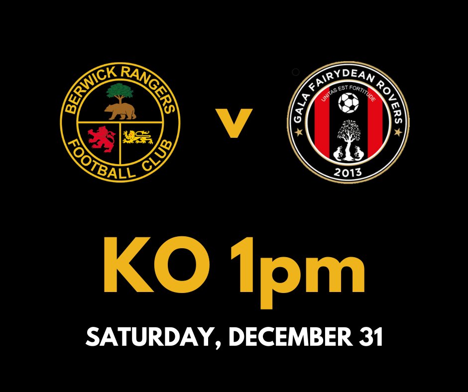 🚨 | A reminder to fans that tomorrow’s match against <a href="/fairydeanrovers/">Gala Fairydean Rovers</a> kicks off at the earlier time of 1pm.

The JB Lounge will be open post-match for drinks, while the club shop will also be open as normal if you’re looking to spend some Christmas money on BRFC related merch!