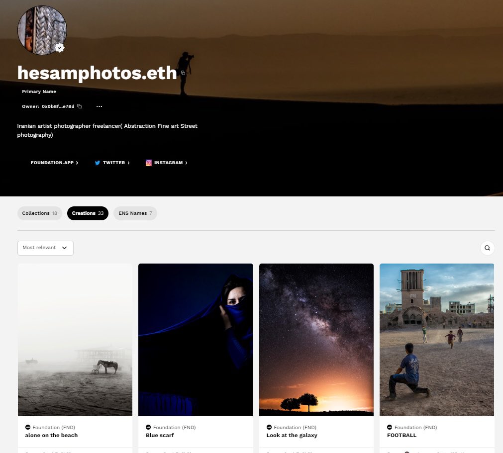 BagheriHesam's tweet photo. Here is my #ethdotco profile with easy to use and functional features! Nice to be able to see my NFTs and links together.. Thank you @ethdotco for creating this great platform
👇
https://t.co/ZH9UwHQJ6c

#ethco #NFTartist #NFTCommunity #nftphotography https://t.co/0OWmOa0c9y