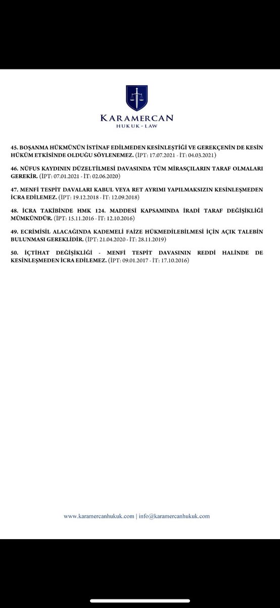 2022 yılında öne çıkan 50 içtihat ⬇️
(Kaynak: karamercanhukuk.com )
