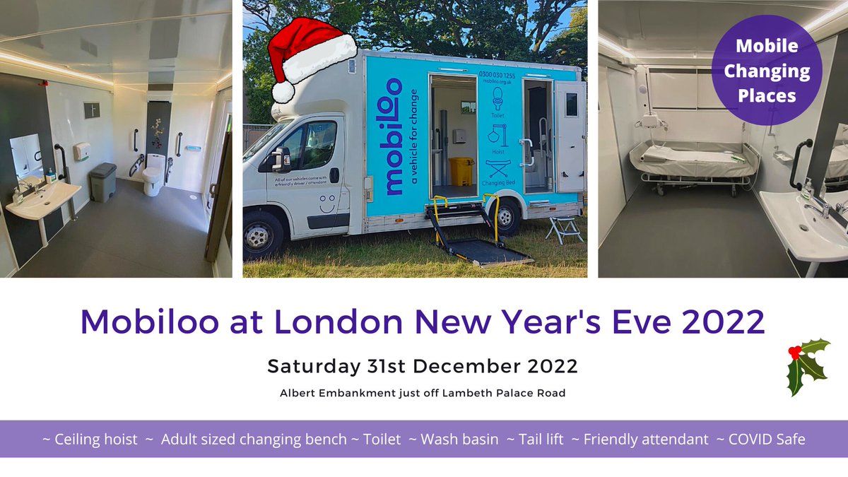Our mobile #ChangingPlacesToilet will be available for use at London New Years Eve 2022 celebrations. The #Mobiloo will be located at Albert Embankment, just off Lambeth Palace Road from 8pm to 12:30am. We look forward to welcoming in the New Year with you 🎆🎉 #london #NYE2022