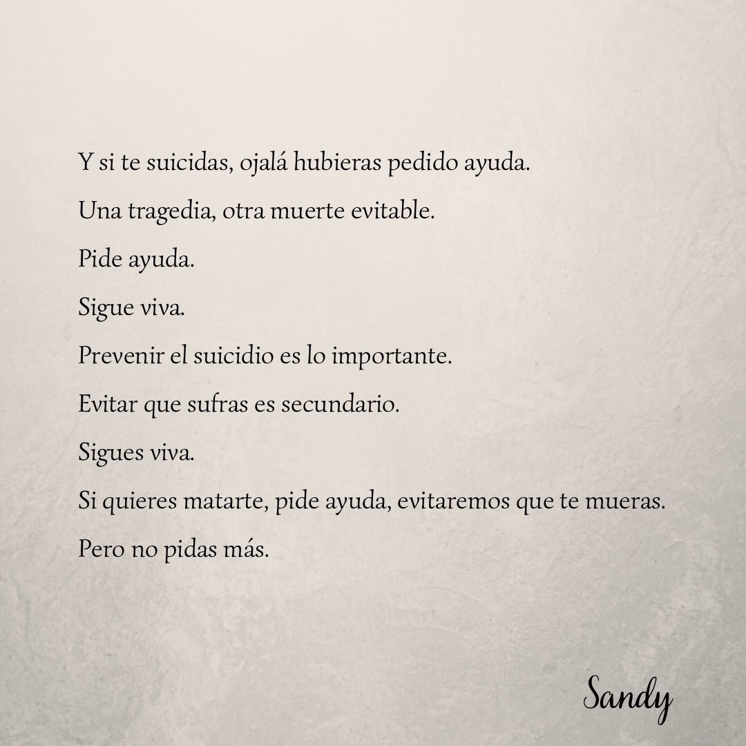 sandymrtss's tweet photo. Te mantendremos viva hasta que te canses de pedir ayuda. 
Y te suicides. 
#SaludMental #TLP #Suicidio https://t.co/WrVKJTvVwq
