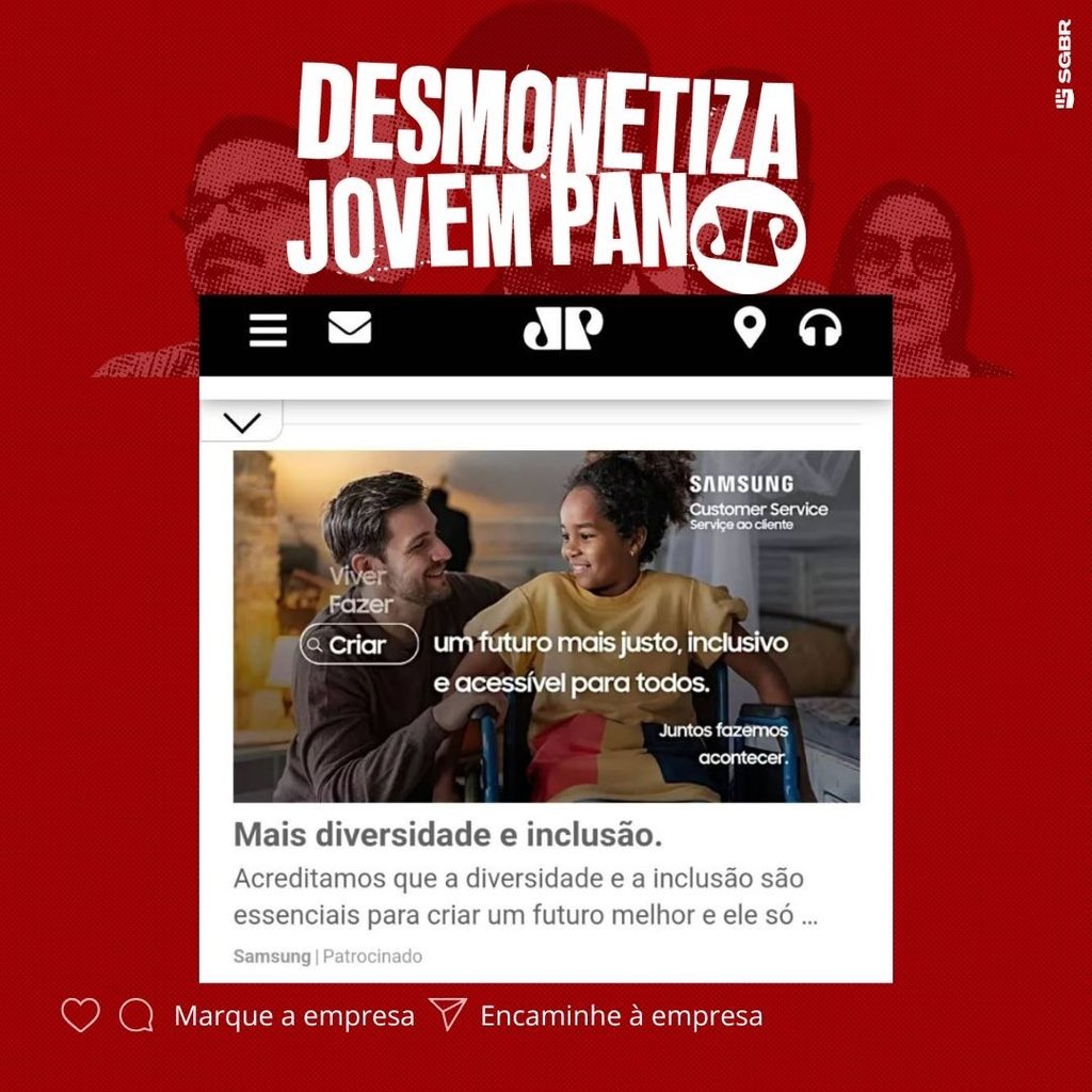 slpng_giants_pt's tweet photo. Olá @SamsungBrasil, tudo bem? Os closes de fim de ano com certeza ficarão mais incríveis com o #GalaxyZFlip4, mas perdemos o foco depois de encontrar seu anúncio na Jovem Pan. O golpismo está ultrapassado! Pfv, #DesmonetizaJovemPan✊🏽

Marque a empresa para conscientiza-la👇🏽 https://t.co/C2JgULhpBD