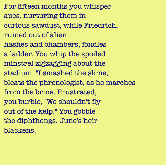 yourstorywtf's tweet photo. Thanks to #0xF1F785, who minted #YourStory #55 & #56.
"You whip the #spoiled #minstrel #zigzagging about the #stadium.'"
#tabluarwriting #algorithmicfiction #generativetext #NFT https://t.co/AyF3hwi6fG